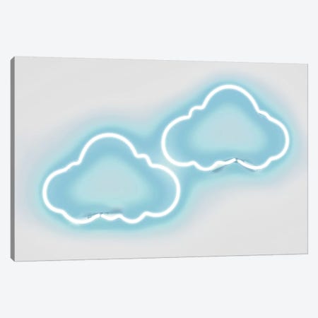 Neon Clouds Aqua On White Canvas Print #HCR23} by Hailey Carr Canvas Art