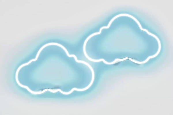 Neon Clouds Aqua On White