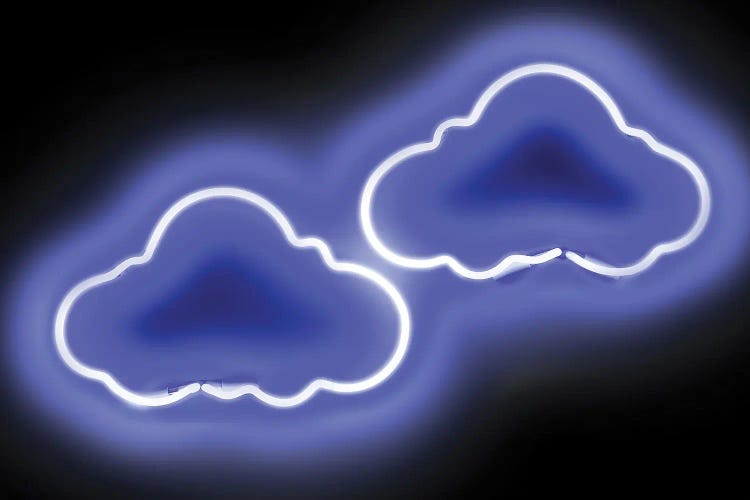 sendt moronic lounge Neon Clouds Blue On Black Canvas Print by Hailey Carr | iCanvas