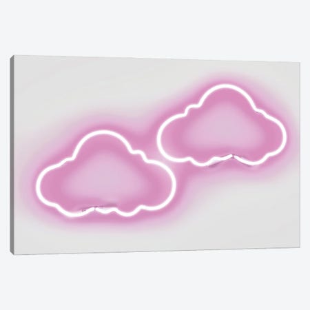 Neon Clouds Pink On White Canvas Print #HCR26} by Hailey Carr Canvas Art Print