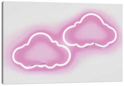 Neon Clouds Pink On White Canvas Art Print - Hailey Carr