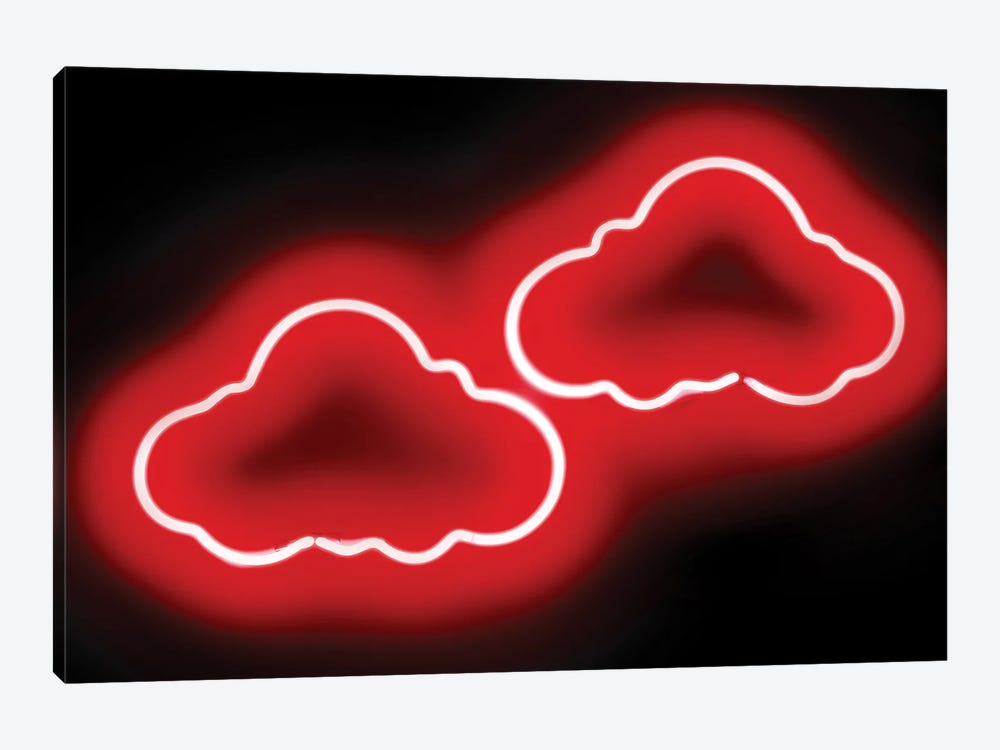Clouds Red On Black Canvas Art Print by Hailey Carr |