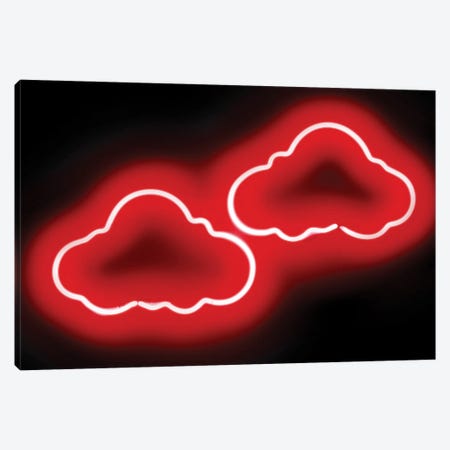 Neon Clouds Red On Black Canvas Print #HCR27} by Hailey Carr Canvas Print