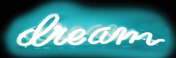 Neon: Neon Dream Aqua On Black by Hailey Carr