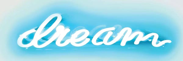 Neon: Neon Dream Aqua On White by Hailey Carr