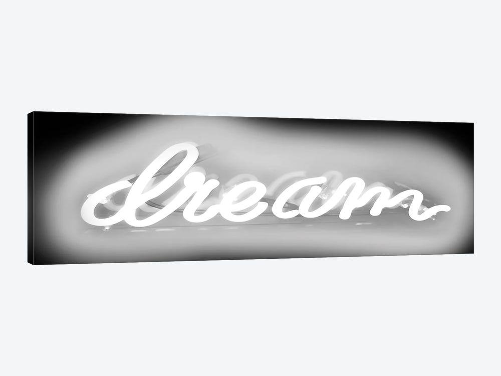 Neon Dream New White On Black by Hailey Carr 1-piece Canvas Art