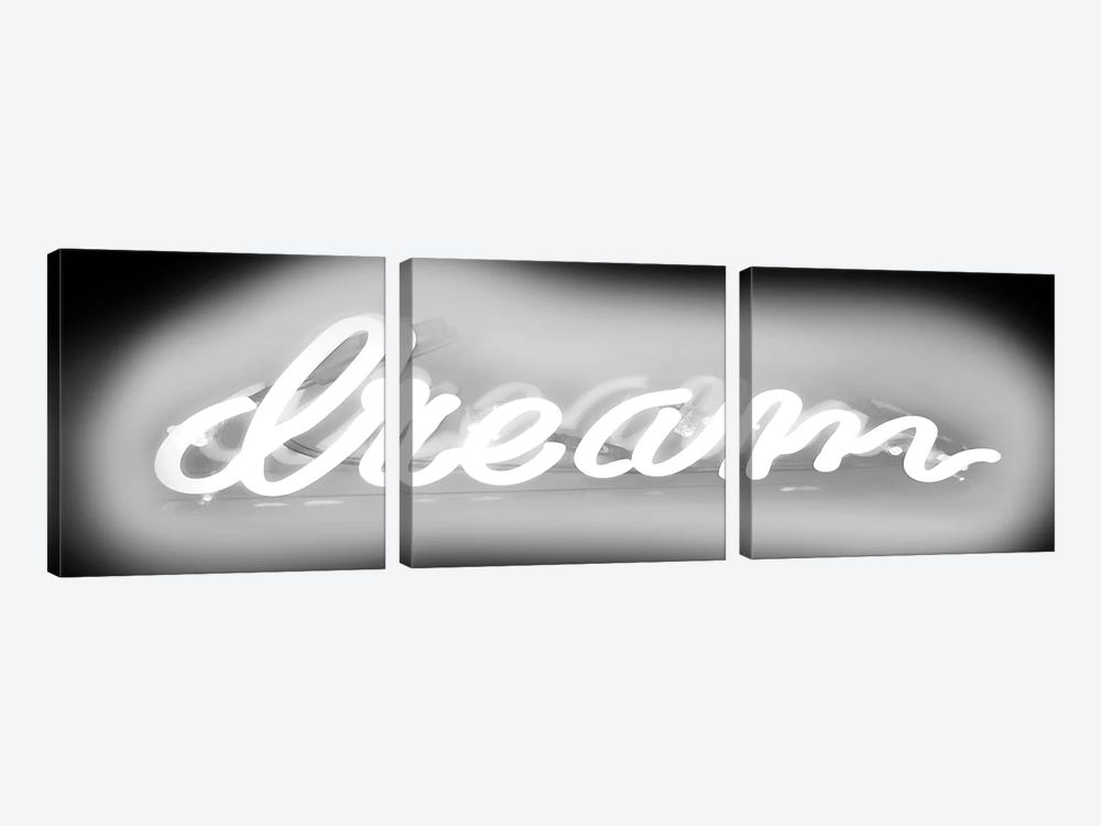 Neon Dream New White On Black by Hailey Carr 3-piece Canvas Art