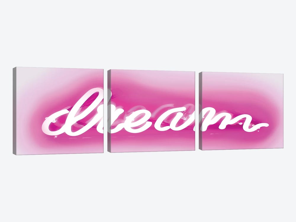 Neon Dream Pink On White by Hailey Carr 3-piece Canvas Artwork