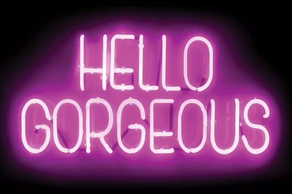 Black & Pink: Neon Hello Gorgeous Pink On Black by Hailey Carr