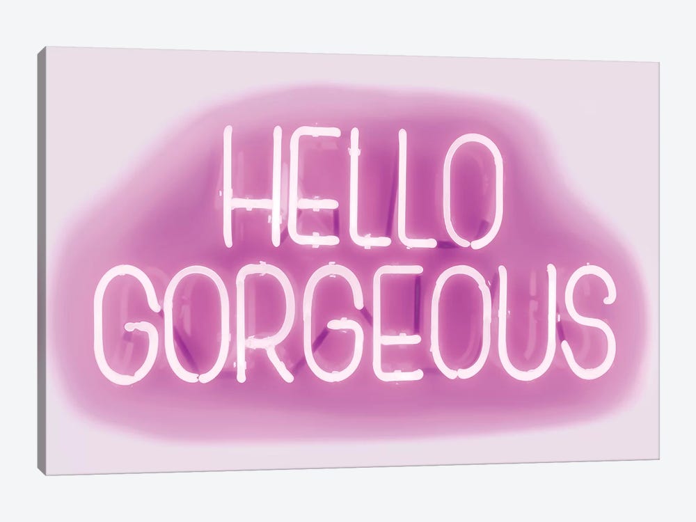Neon Hello Gorgeous Pink On White by Hailey Carr 1-piece Art Print