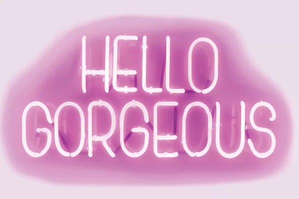 Neon: Neon Hello Gorgeous Pink On White by Hailey Carr