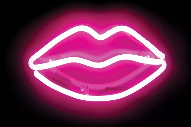 Neon Lips Pink On Black