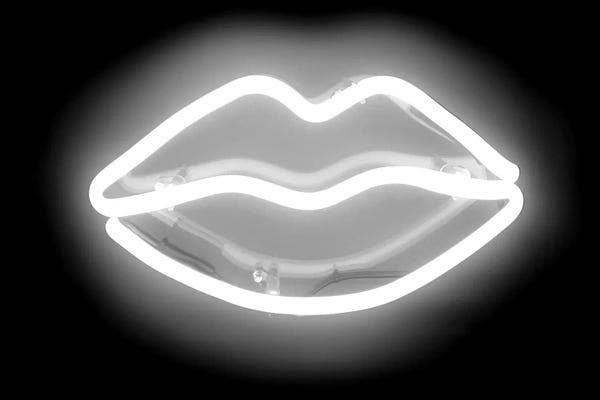 Neon: Neon Lips White On Black by Hailey Carr