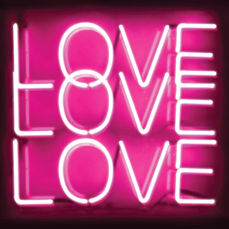 Neon Love Love Love Pink On Black