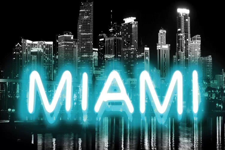 Neon Miami Aqua On Black