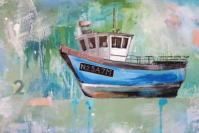 Fishing Boat Blue by Heidi Clawson canvas print