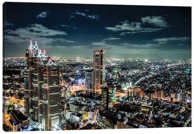 Government buildings of Tokyo at night, Japan Canvas Art Print - Tokyo Art
