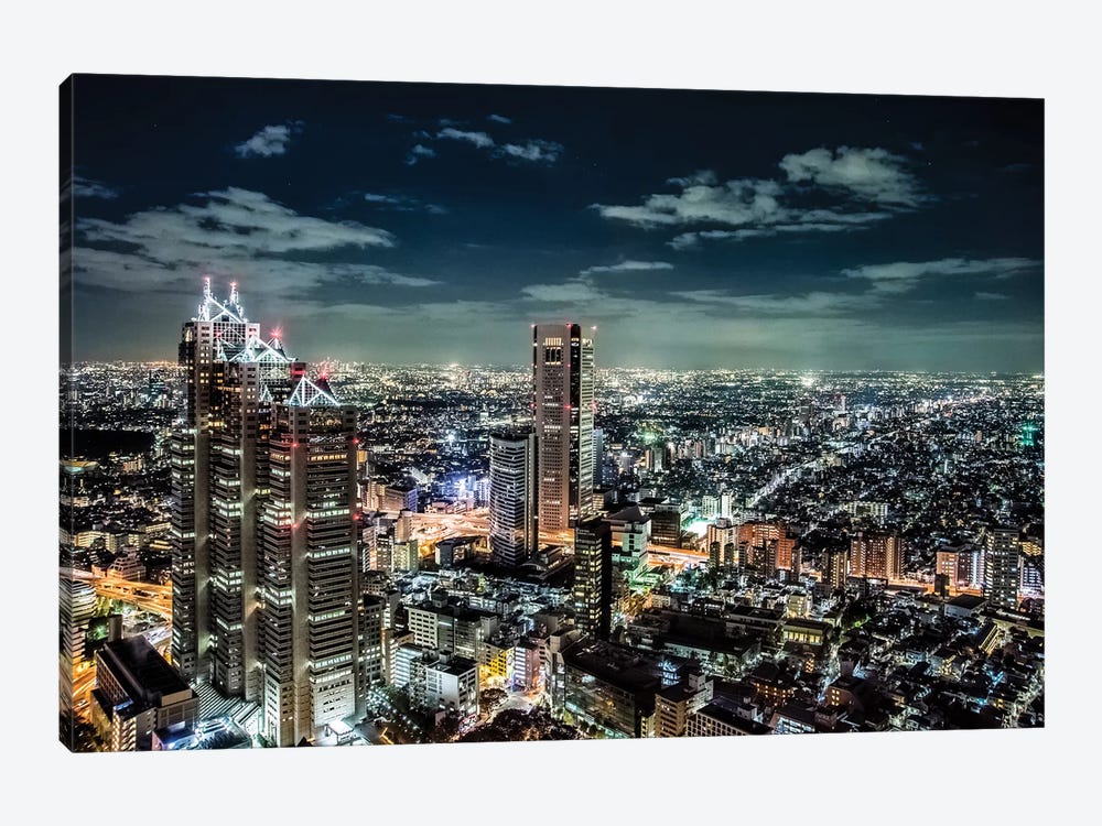 Government buildings of Tokyo at night, Japan by Sheila Haddad 1-piece Art Print