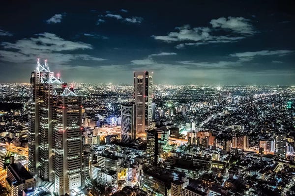 Sheila Haddad: Government buildings of Tokyo at night, Japan by Sheila Haddad