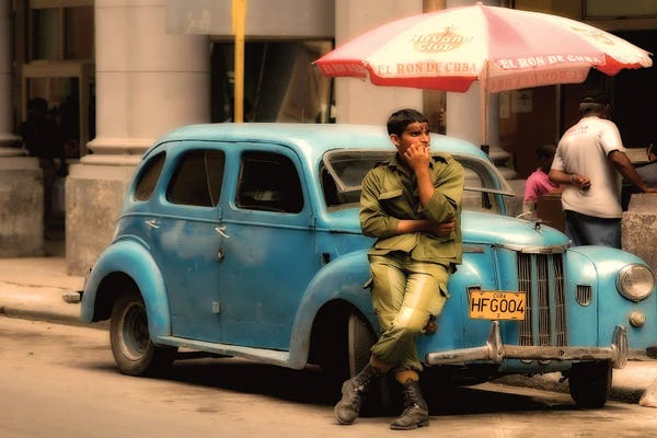 Stephen Hodgetts: Blue Car - Havana by Stephen Hodgetts