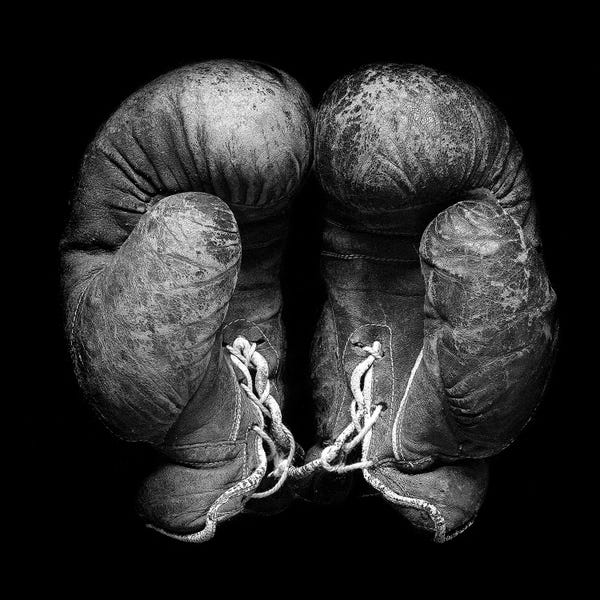 Stephen Hodgetts: Leather Vintage Boxing Gloves by Stephen Hodgetts