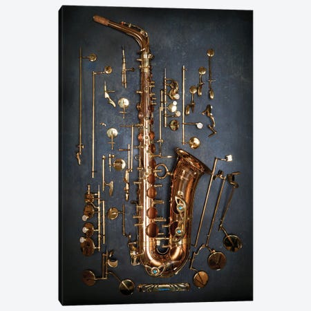 Deconstructed Saxophone Canvas Print #HDG58} by Stephen Hodgetts Art Print