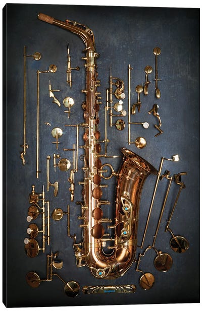 Deconstructed Saxophone Canvas Art Print - Stephen Hodgetts