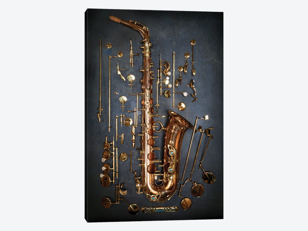 Deconstructed Saxophone by Stephen Hodgetts 1-piece Canvas Art