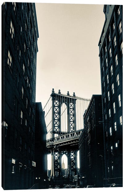 Brooklyn Bridge From Fulton Canvas Art Print - Brooklyn Bridge