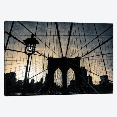 Brooklyn Bridge Vintage Print Canvas Print #HDG90} by Stephen Hodgetts Art Print