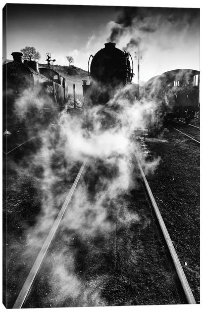 On The Tracks Canvas Art Print - Sepia Photography