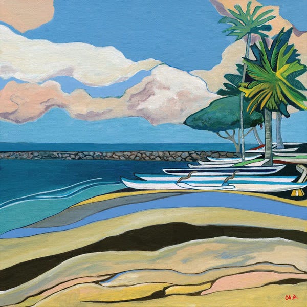Hawaii: Canoes On A Beach In Waikiki by Hidden Hale