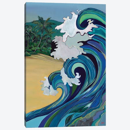 Wave At Sunset Beach Canvas Print #HDH16} by Hidden Hale Canvas Print