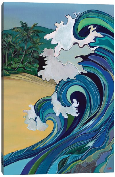 Wave At Sunset Beach Canvas Art Print - Hidden Hale