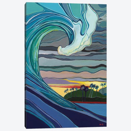 Colorful Ocean Wave At Sunset Canvas Print #HDH19} by Hidden Hale Canvas Artwork