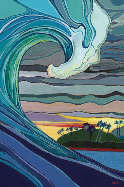 Hidden Hale: Colorful Ocean Wave At Sunset by Hidden Hale