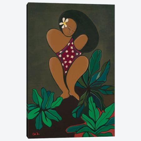 Woman With Ferns Canvas Print #HDH21} by Hidden Hale Art Print