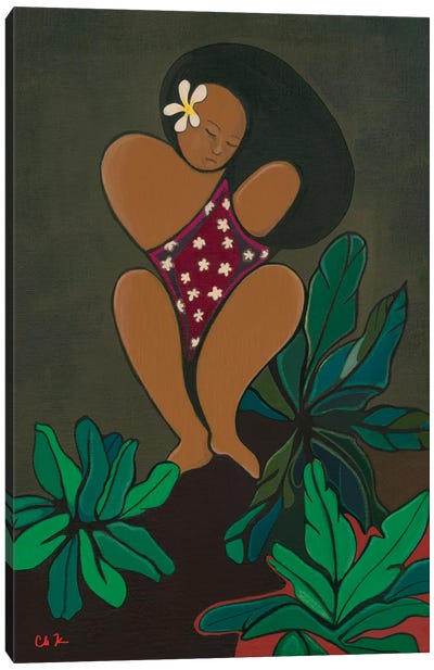 Woman With Ferns Canvas Art Print - Fern Art