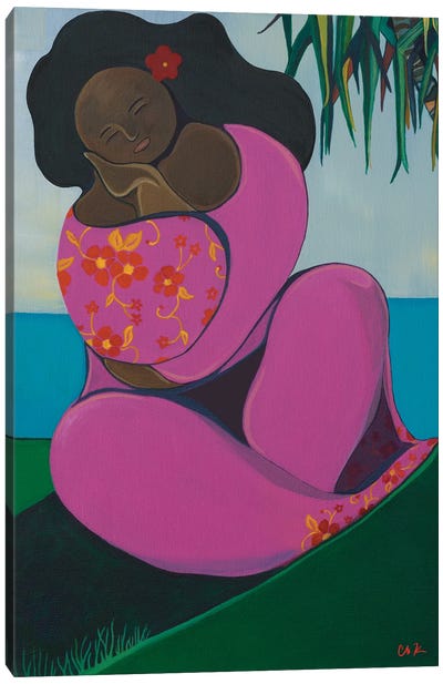 Polynesian Woman In A Pink Dress Canvas Art Print - Disproportionate Body
