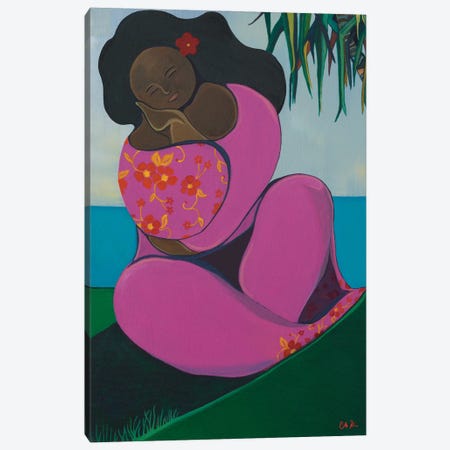 Polynesian Woman In A Pink Dress Canvas Print #HDH22} by Hidden Hale Canvas Print