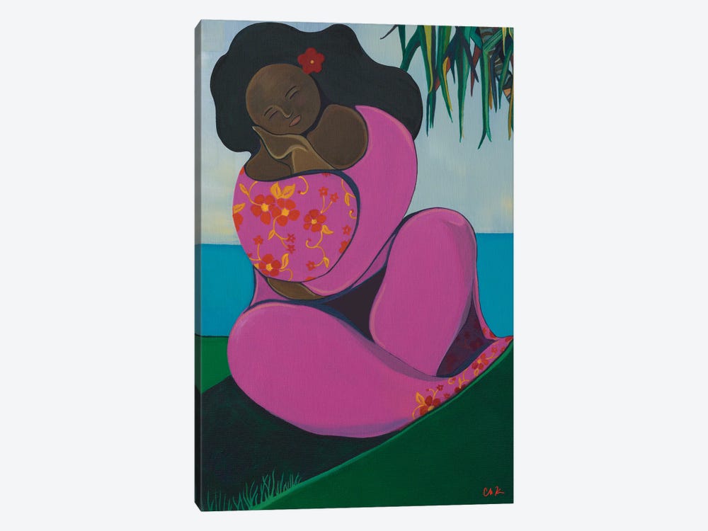 Polynesian Woman In A Pink Dress by Hidden Hale 1-piece Canvas Art Print