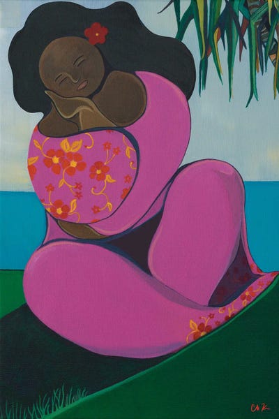 Hidden Hale: Polynesian Woman In A Pink Dress by Hidden Hale