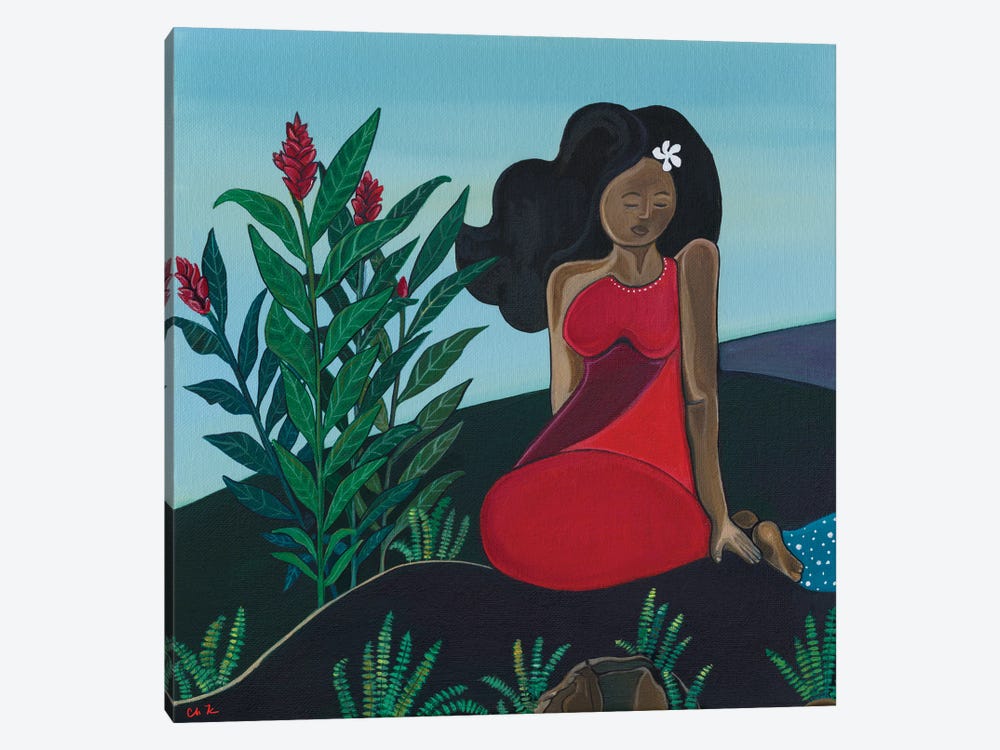 Hawaiian Woman In A Red Dress by Hidden Hale 1-piece Art Print