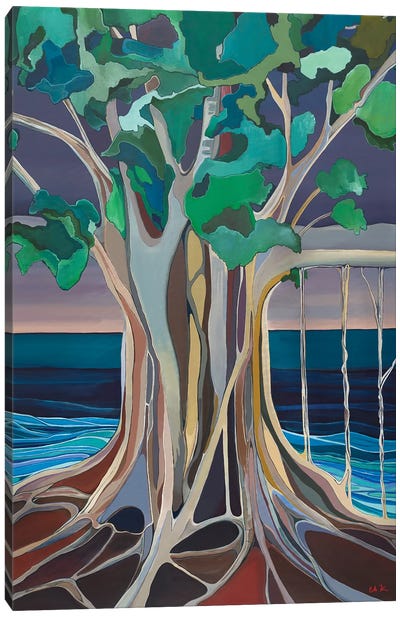 Big Banyan Tree By The Sea Canvas Art Print - Hidden Hale