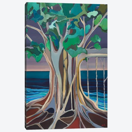 Big Banyan Tree By The Sea Canvas Print #HDH25} by Hidden Hale Canvas Wall Art