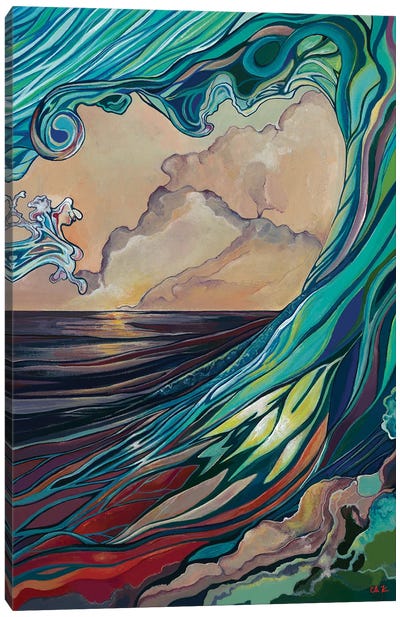 Purple Wave Canvas Art Print - Surfing Art