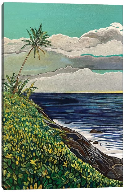 Naupaka On A Rocky Ocean Shore Canvas Art Print - Hidden Hale