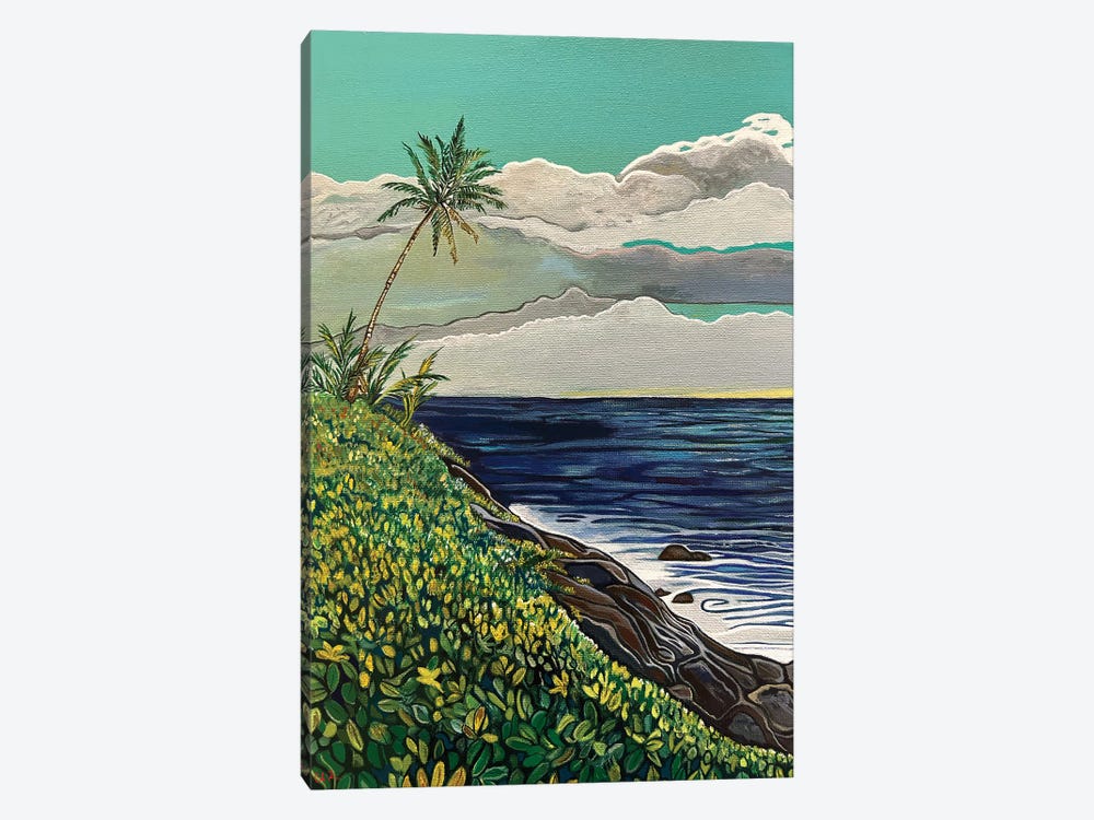 Naupaka On A Rocky Ocean Shore by Hidden Hale 1-piece Canvas Art