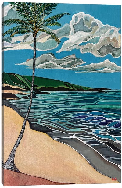 Coconut Palm On A White Sand Beach Canvas Art Print - Hidden Hale
