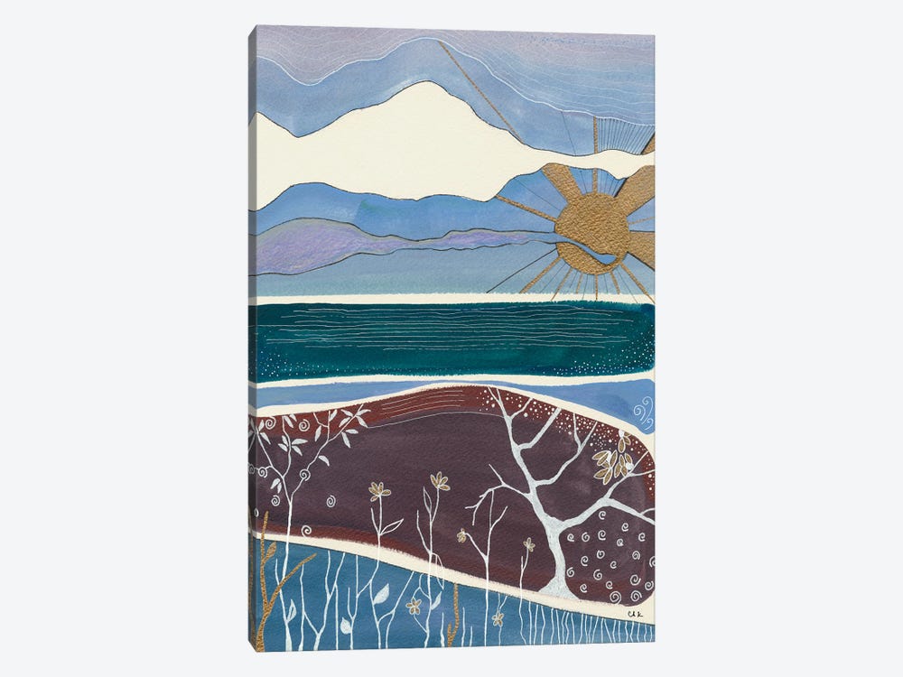 Coastal Landscape With A Gold Sun by Hidden Hale 1-piece Art Print